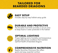 Dragon Habitat Accessory Kit, Easy Starter Kit for Bearded Dragons, Includes Lighting, UVB, Heat, Bedding, Humidity, Temperature and Food, Ideal for Habitats 20L - 60 BR Terrariums