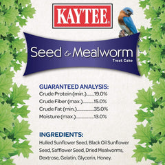 Kaytee Wild Bird Seed & Mealworm Seed Cake Food For Bluebirds, Chickadees, Woodpeckers and More, 1.4 Pound