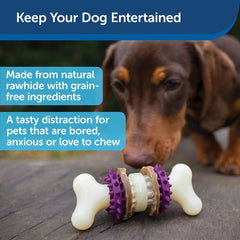 PetSafe Busy Buddy Bristle Bone Dog Toy - Treat-Holding Toy for Dogs - Treat Rings Included - Rigorously Tested Ingredients - Purple