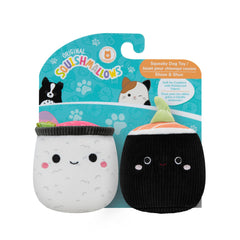 Squishmallows Squeaky Plush Sushi Shozo & Shun Black & White 3.5" 2 pack