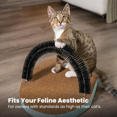 Petstages Catstages Scratch & Groom Cat Scratcher with Removable Curved Brush for Self-Grooming Station, Orange