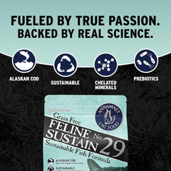 Annamaet Grain-Free Feline Sustain No. 29 Formula Dry Cat Food, (Line-Caught Cod & Free-Range Turkey), 4-lb Bag, Brown