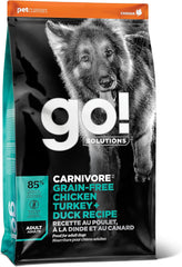 Go! Solutions Carnivore, Grain-Free, Protein Rich Dry Dog Food, Chicken, Turkey and Duck Adult Recipe