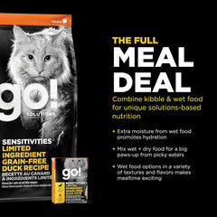 Go! Solutions Sensitivities Limited Ingredient, Grain-Free Dry Cat Food, Duck Recipe for Sensitive Stomach