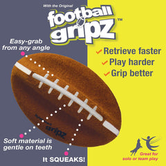 Nylabone Power Play Felt Football Gripz Fetch Toy, Squeaky Ball Chew Toy for Dogs