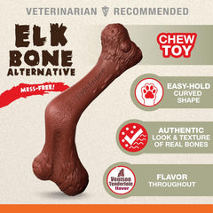 Nylabone Elk Bone Alternative Power Chew Toy for Dogs, Dog Toys for Aggressive Chewers, Venison Flavor, X-Large - 50+ lbs, 1 Count