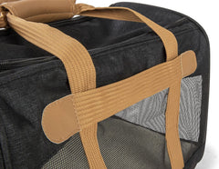 Sherpa Element Travel Pet Carrier, Airline Approved, Padded & Washable, Includes Mesh Windows & Spring Frame, Black and Tan, Large