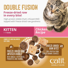 Catit Recipes Double Fusion Kitten Food – Chicken Recipe, 96% Animal Protein, Freeze-Dried Raw Toppings, No by-Products, High-Nutrient Wet & Dry Blend for Healthy Growth, 4 lb