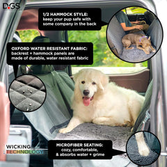 Dog Gone Smart 3-in-1 Nonslip Back Seat Cover & Hammock, for use in Cars, SUVs, and Trucks Coverage Area 54"x61