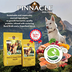 pinnacle pet Duck & Sweet Potato Dry Dog Food, Infused with Broth