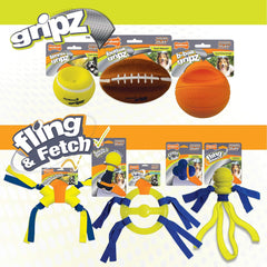 Nylabone Power Play Felt Football Gripz Fetch Toy, Squeaky Ball Chew Toy for Dogs