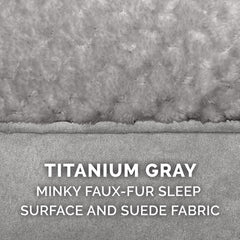 Furhaven Orthopedic Dog Bed for Medium/Small Dogs w/ Pillow Cushion Top & Removable Washable Cover, For Dogs Up to 35 lbs - Minky Plush & Suede Pillow Top Mattress - Titanium Gray, Medium