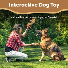 SPOT Dura-Fused Leather Barnyard Animals - Stuffed Dog Toy with Squeaker, Real Leather & Jute Fabric, for Light to Moderate Chewers, Great for Adult Dogs and Puppies - 11in, Assorted Styles, 1 Piece