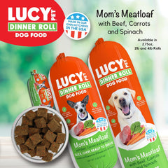 Lucy Pet Dinner Rolls-Mom's Meatloaf Beef with Carrots, and Spinach 2lb