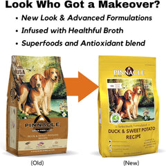 pinnacle pet Duck & Sweet Potato Dry Dog Food, Infused with Broth