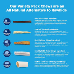 Barkworthies Variety Pack - Protein-Rich, All-Natural, Easily Digestible, Rawhide Alternative, Promotes Dental Health