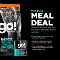 Go! Solutions Carnivore, Grain-Free, Protein Rich Dry Dog Food, Chicken, Turkey and Duck Adult Recipe