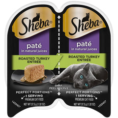 SHEBA Perfect Portions Paté Wet Cat Food Tray (1 Count, 2 Servings), Roasted Turkey Entrée 2.6-oz