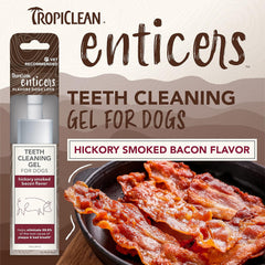 TropiClean Enticers Dog Teeth Cleaning Treat Gel | Smoked Bacon Flavored Dog Toothpaste Alternative| 2 oz