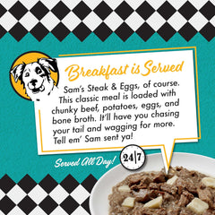 Fromm Diner Breakfast Sam's Steak & Eggs Beef & Eggs Recipe in Gravy Dog Food - Premium Wet Dog Food - Beef Recipe - Case of 12 Cans