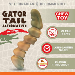 Nylabone Gator Tail Alternative Power Chew Toy for Dogs, Dog Toys for Aggressive Chewers, Chicken Flavor, Large - Up to 50 lbs, 1 Count