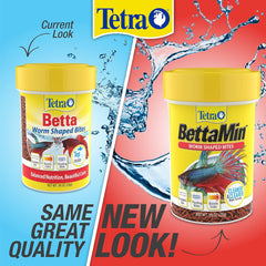 Tetra BettaMin Worm Shaped Bites, Complete Diet For Bettas