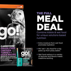 Go! Solutions Carnivore, Grain-Free, Protein Rich Dry Dog Food, Chicken, Turkey and Duck Senior Recipe, 22 lb Bag