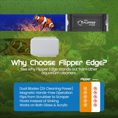 Flipper Cleaner EDGE 2-in-1 Scrubber Scraper Floating Magnetic Fish Tank Aquarium Cleaner with DUAL BLADES - Efficient Glass & Acrylic Aquarium Cleaning Tools (MAX)