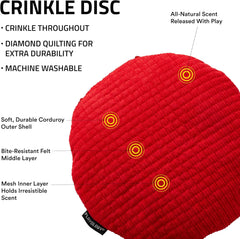 Playology Plush Crinkle Disc for Large to X-Large Dogs 50lbs & up | Engaging All Natural Beef Scented Plush Dog Toy | Fun Crinkle for Extended Play | Easy to Clean, Interactive & Non-Toxic