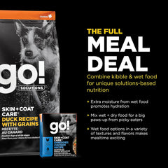 Go! Solutions Skin + Coat Care, Dry Dog Food, Duck Recipe with Grains