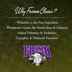 Fromm Classic Adult Whitefish & Rice Dog Food - Premium Dry Dog Food for Large, Medium, & Small Breeds - Whitefish & Rice Recipe