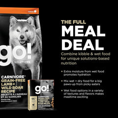 Go! Solutions Carnivore, Grain-Free, Protein Rich Dry Dog Food, Lamb and Wild Boar Recipe