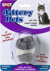 SPOT Jittery Pets Mouse Cat Toy - Shaking, Shivering Plush Toy with Pull-Tail Action for Indoor Cats & Kittens, Fun to Chase, Sway, and Hunt, No Batteries Needed
