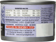 Evanger'S 776255 Grain Free 100-Percent Rabbit For Dogs And Cats, 6-Ounce 24 pk