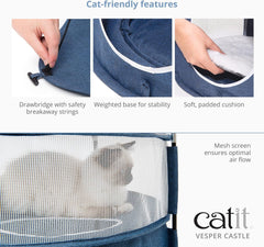 Catit Vesper Castle, Soft Cat Tower Hideout, Blue