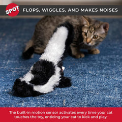 SPOT Flippin’ Skinneeez Flopping Interactive Realistic Flopping Wiggling Moving Potent Catnip Cat Toy for Indoor Cats - Skunk