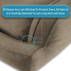 Arlee Memory Foam Pet Bed, Sofa Couch Style, Small/Medium, Comfortable Cuddler with Extra Support, Durable Fabric, and Premium Memory Foam for Dogs and Cats, Good for Living Room, Bedroom, Walnut Tan