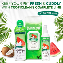TropiClean Watermelon Dog Wipes for Paws and Butt | Deep Cleaning Dog Grooming Wipes | Safe for The Face | Cat Friendly | 14 oz