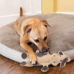 SPOT Dura-Fused Leather Barnyard Animals - Stuffed Dog Toy with Squeaker, Real Leather & Jute Fabric, for Light to Moderate Chewers, Great for Adult Dogs and Puppies - 11in, Assorted Styles, 1 Piece