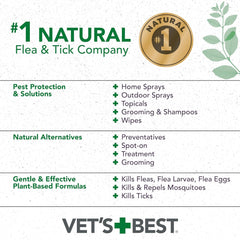 HERO PET Vet's Best Natural Flea and Tick Home Spray for Cats – Natural Plant-Based Formula with Certified Essential Oils – Indoor Flea Treatment for Home Use – Safe and DEET-Free – 32 oz Bottle