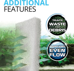 Fluval Foam Filter Block, Replacement Filter Media for Fluval 404, 405, 406 and 407 Aquarium Filters, 2-Pack, A226