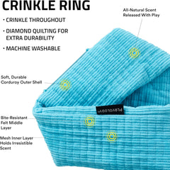 Playology Plush Crinkle Ring for Large to X-Large Dogs 50lbs & up | Engaging All Natural Peanut Butter Scented Plush Dog Toy | Fun Crinkle for Extended Play | Easy to Clean, Interactive & Non-Toxic