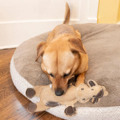 SPOT Dura-Fused Leather Barnyard Animals - Stuffed Dog Toy with Squeaker, Real Leather & Jute Fabric, for Light to Moderate Chewers, Great for Adult Dogs and Puppies - 11in, Assorted Styles, 1 Piece