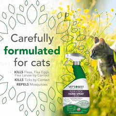 HERO PET Vet's Best Natural Flea and Tick Home Spray for Cats – Natural Plant-Based Formula with Certified Essential Oils – Indoor Flea Treatment for Home Use – Safe and DEET-Free – 32 oz Bottle
