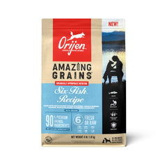 ORIJEN Amazing Grains Six Fish Recipe Dry Dog Food, High Protein Dog Food, Fresh or Raw Ingredients