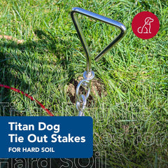 Titan - Coastal Pet Titan Dog Tie Out Stakes for Hard Soil - Spiral Stake for Dog Cable - Heavy-Duty Ground Anchor - Rust-Resistant Finish - Robust Metal Design - 17"