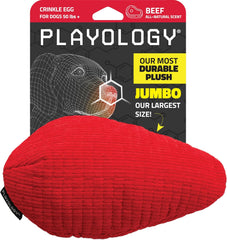 Playology Plush Crinkle Dog Toy -Crinkle Egg - Beef Scented Dog Toy, Engaging, All-Natural, and Interactive Non-Toxic Chew Toys