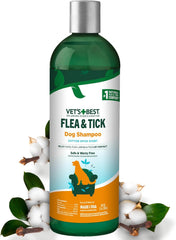 HERO PET Vet's Best Natural Flea & Tick Dog Shampoo – Plant-Based Formula with Cotton Spice Scent – Natural Dog Shampoo with Essential Oils for Flea and Tick Support – Made in USA – 12 oz Bottle