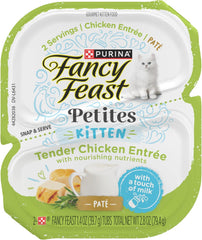 Purina Fancy Feast Petites Tender Chicken Entree Pate Gourmet Wet Kitten Food - (Pack of 12) 2.8 oz. Tubs