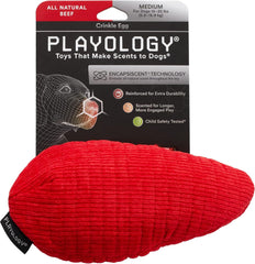 Playology Plush Crinkle Dog Toy -Crinkle Egg - Beef Scented Dog Toy, Engaging, All-Natural, and Interactive Non-Toxic Chew Toys